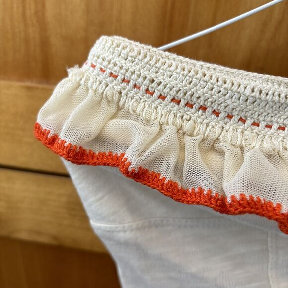 FREE PEOPLE Float On Ruffle Crop Tube Top Shirt XS Ivory boho festival ruffle - Picture 5 of 11